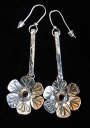 Faceted Garnet Flower earrings