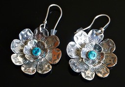 Dbl Flower Turquoise Earrings